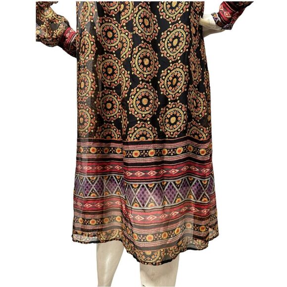 4 LOVE And LIBERTY Johnny Was Silk Mandala Dress Tassel Ties OVERSIZED S or M - Picture 6 of 16